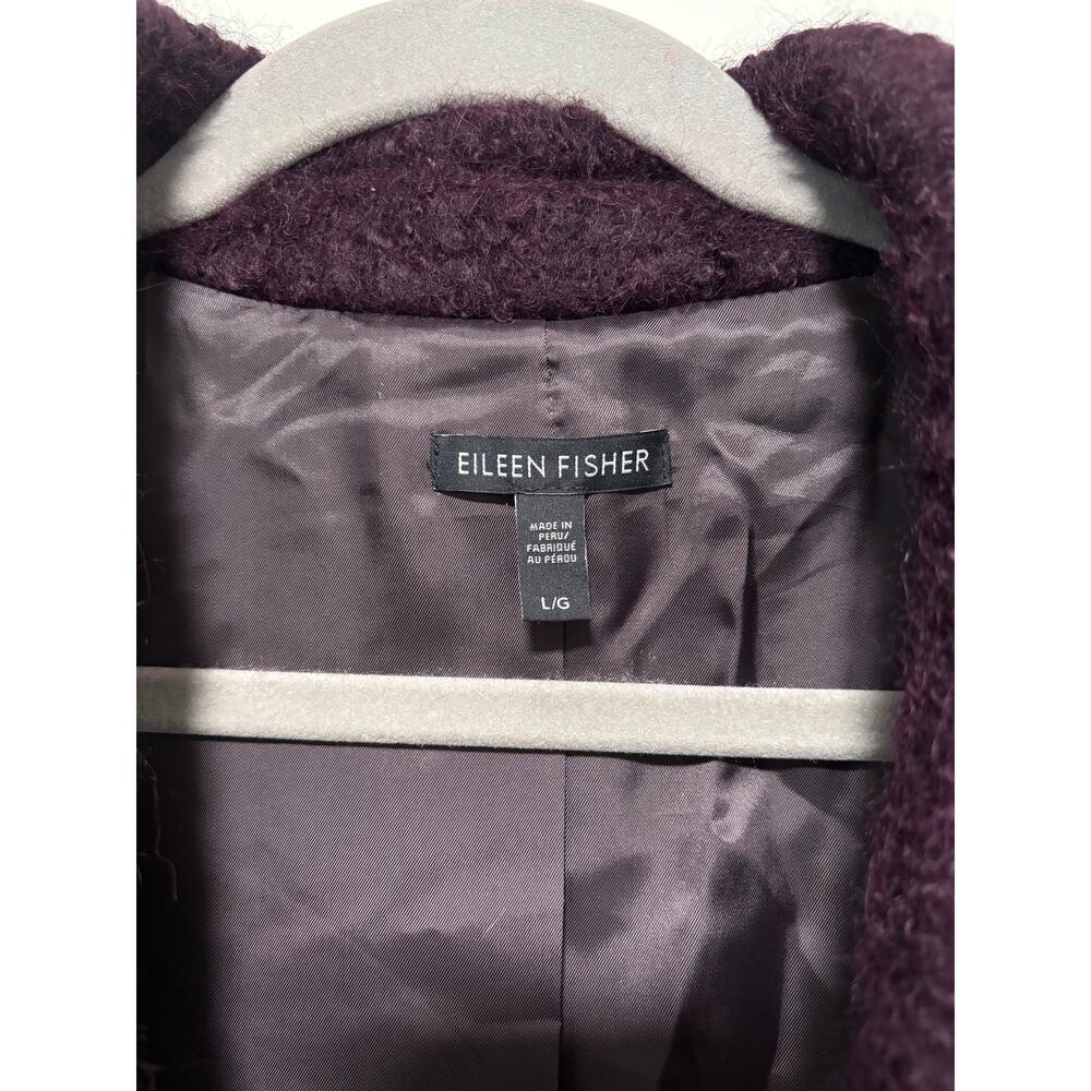 Eileen Fisher Women's Purple Textured Boucle Long Coat Size L - Picture 5 of 13